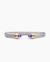 Classic Cable Bracelet in Sterling Silver with 14K Yellow Gold and Amethyst, 7mm